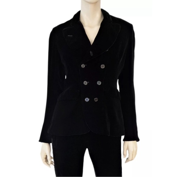 Ralph Lauren Purple Label Jackets & Blazers - Ralph Lauren Collection Purple Label Black Velvet Silk Peplum Blazer Jacket Sz 2